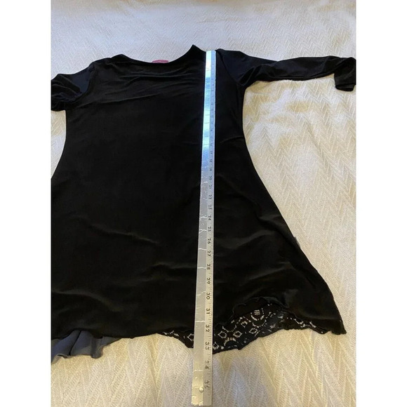 Concubine Women’s Long Black Lace Top Sz L Whimsigoth Witchy Artsy Stretchy Slim - Picture 8 of 13